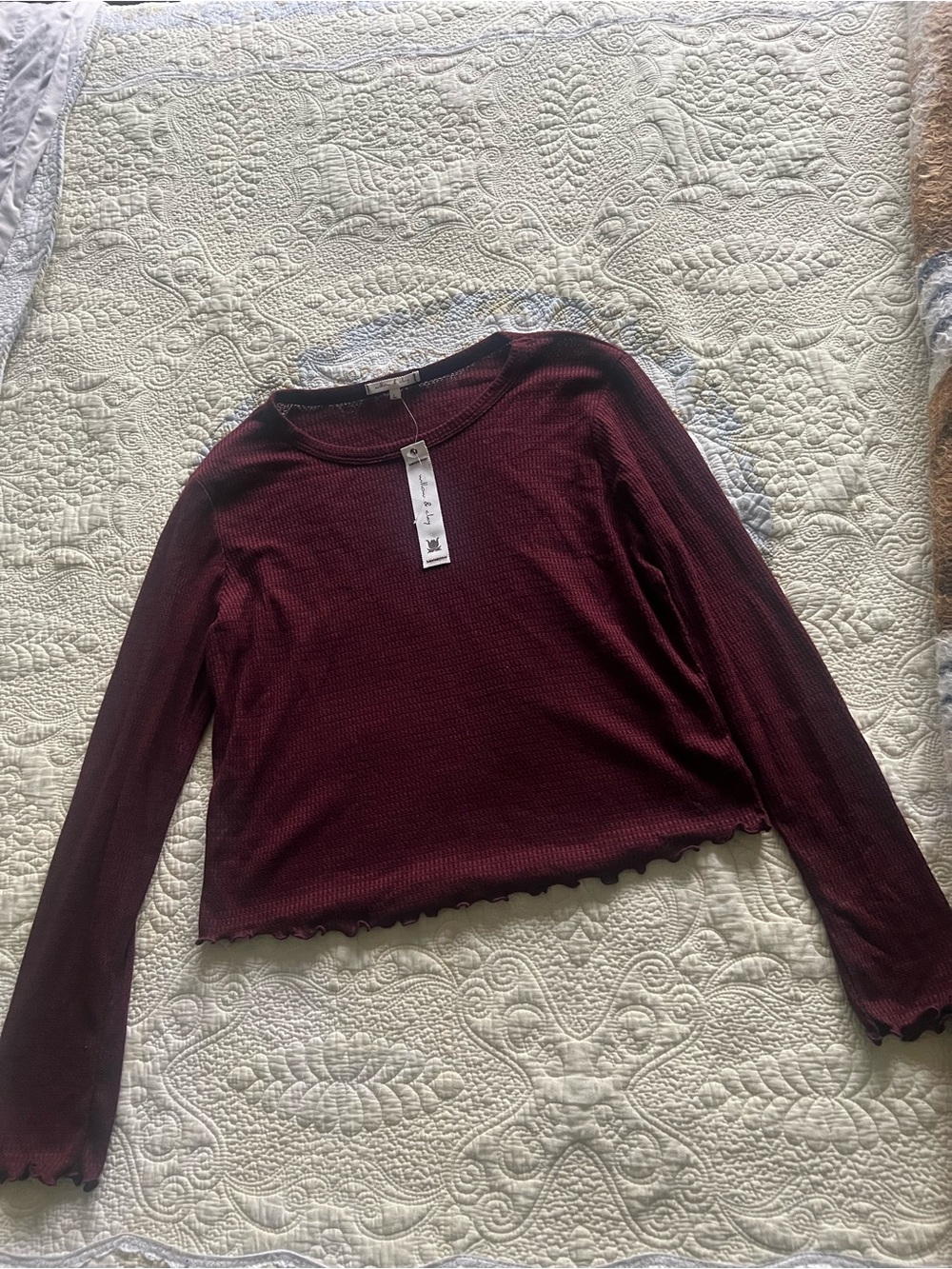 Willow & Clay Ribbed Long Sleeve Top in Burgundy
